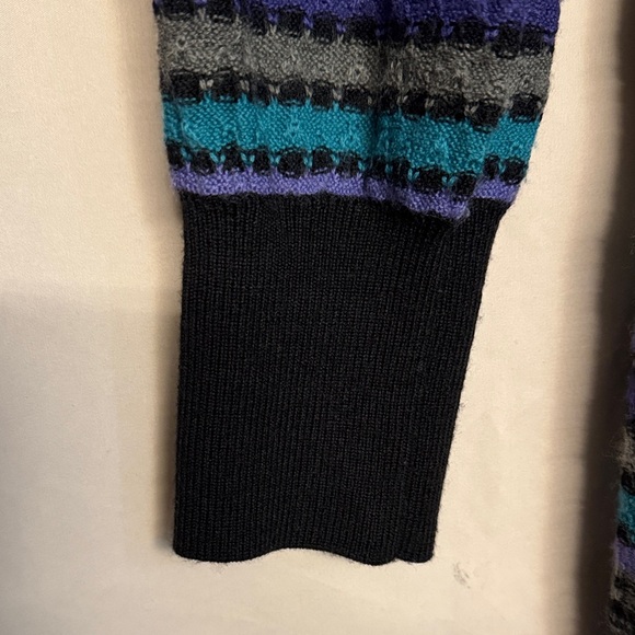 Free People Knit Striped Mini Dress, Size M, Color Black/Purple/Gray/Blue/Teal - Picture 5 of 10